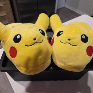 Yellow Pikachu Plush Slippers